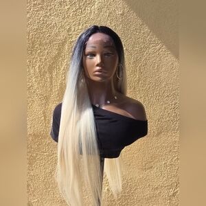 30 inch 613 Blonde Dark roots Lace Front Wig